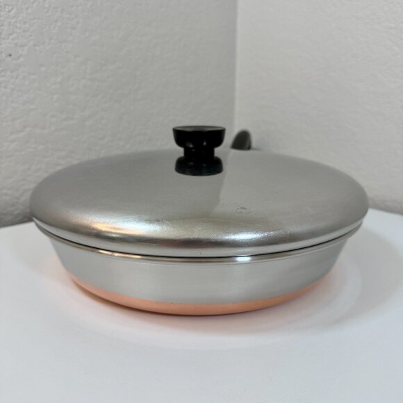 VTG Revere Ware 10" Skillet Fry Saute Pan Copper Bottom SS 1801 USA - w/ Lid EUC - Picture 6 of 16